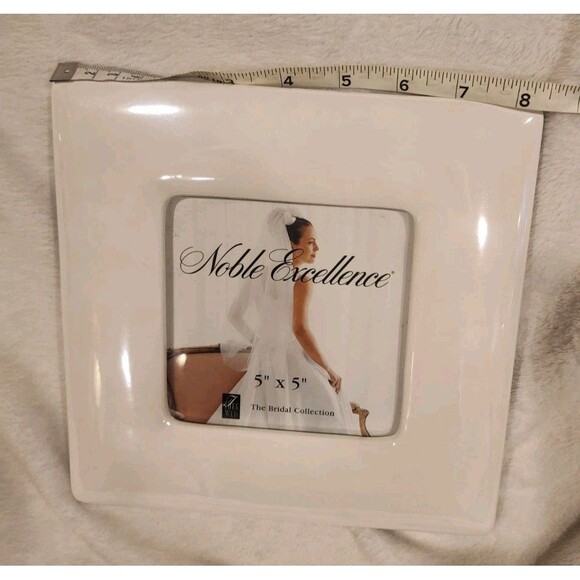 White Picture Frame Wedding Photo 5x5 Pearl White Glazed Finish Ceramic - Picture 4 of 4